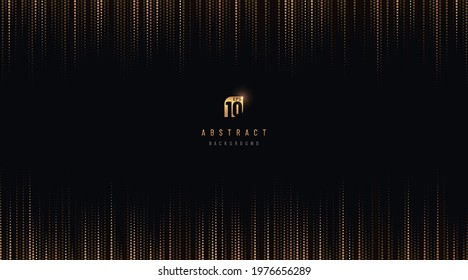 Abstract luxury vertical glowing dot gold and black pattern background with copy space. Digital data technology halftone texture pixel design. Modern futuristic concept. Vector illustration