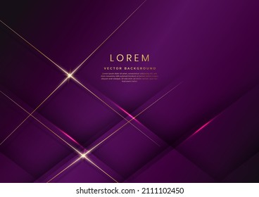 Abstrakter luxuriöser violetter, geometrischer Hintergrund mit diagonaler Oberschicht mit goldenen Linien. Sie können für Werbung, Poster, Vorlage, Geschäftspräsentation. Vektorgrafik