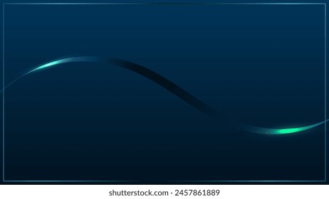 Abstract luxury waveform ribbon lines elements with glowing light effect on blue background. Vector graphic illustration. 