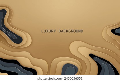 abstract luxury wavy gold background with papercut style