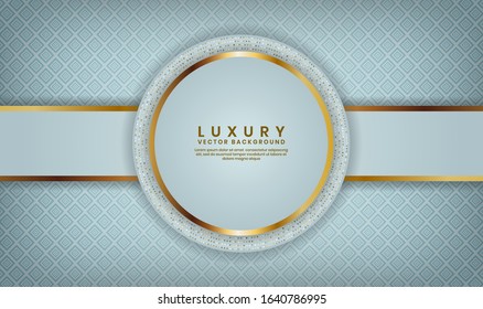 Abstract luxury white background overlap layer on bright space with golden lines for cover, banner, brochure, landing page, or flyer elements. Texture with golden glitters dots element decoration.