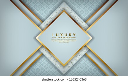 Abstract luxury white background overlap layer on bright space with golden lines for cover, banner, brochure, landing page, or flyer elements. Texture with golden glitters dots element decoration.