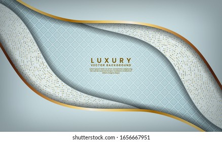 Abstrakter, weißer Hintergrund überschneidet Schicht auf hellem Raum mit goldenen Linien für Deckeln, Banner, Broschüren, Landeflächen oder Flyer Elemente. Textur mit goldenen Glitter Punkte Element Dekoration.