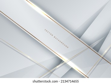Abstract luxury white and grey elegant geometric diagonal overlay layer background with golden lines. You can use for ad, poster, template, business presentation. Vector illustration