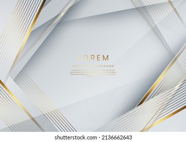 Abstract luxury white and grey elegant geometric diagonal overlay layer background with golden lines. You can use for ad, poster, template, business presentation. Vector illustration