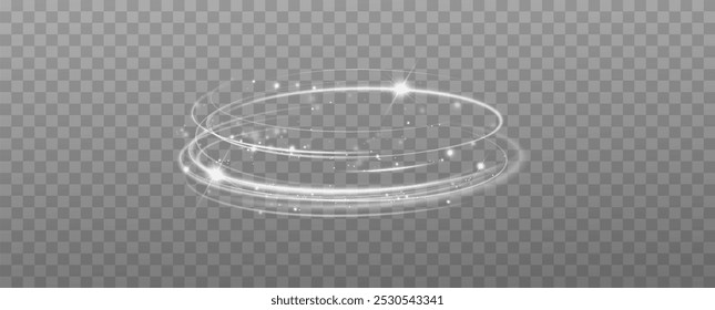 Abstract luxury white light rings with trace effect.Light frame.Vector.Magic portal. swirling white lines light.Vector png. 