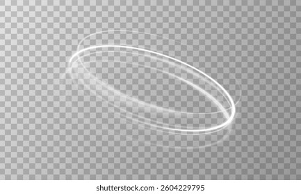 Abstract luxury white light vector semicircle flash and sparkle light effect. Light white circle. Energy flow tunnel. Curved white linear light effect.  Glowing white circle portal. Vector. Ring Backg