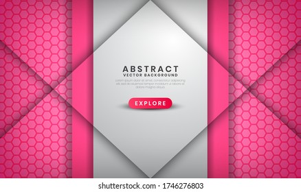 Abstract luxury white and pink background with rhomb shapes. Overlap layer on bright space with hexagon patterns decoration for cover, banner, brochure, landing page, or flyer elements.