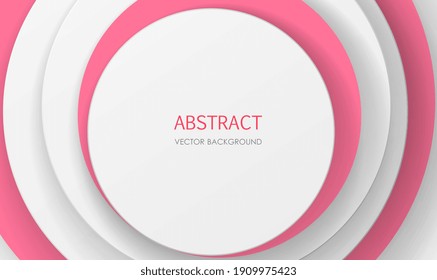 Abstract luxury white and pink background overlap layer on bright space for content. Abstract pink and white circle overlapping layer. Modern and luxury cover template for use design element. Vector 