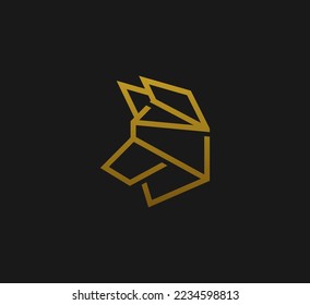 Abstract luxury wolf head logo design template