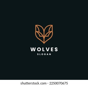 Abstract luxury wolf head logo design template