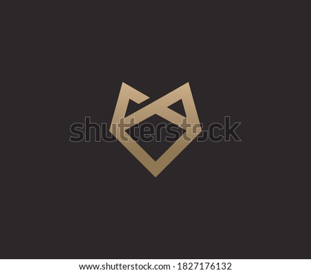 Abstract luxury wolf head logo design template