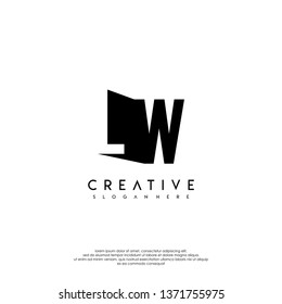abstract LW logo letter in shadow shape design concept