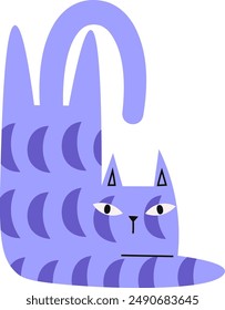 Abstract Lying Cat With Pattern Vector Illustration