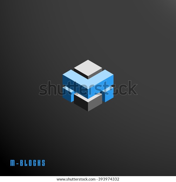 Abstract M Block Symbol Stock Vector (Royalty Free) 393974332