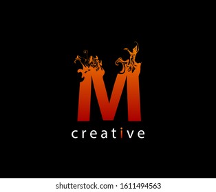 Abstract M Letter Flame Logo Icon