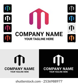 Diseño Abstractas del logotipo del Vector del gradiente del concepto de la tecnología de la forma geométrica de la letra M