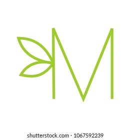 abstract m letter leaf design vector