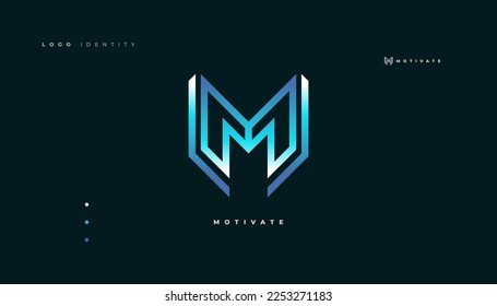 Abstract M Letter Logo Design with Blue Gradient