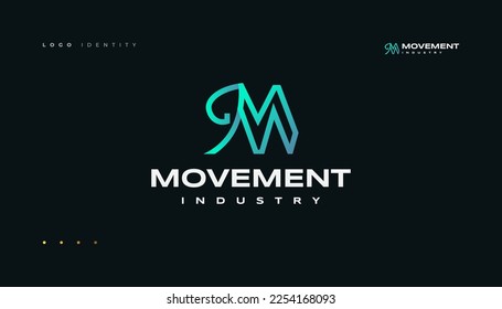 Abstraktes M-Letter-Logo-Design mit grünem Farbverlauf