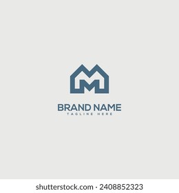 Resumen del diseño del logotipo de la letra M. Construcción, casa, inmueble, inmueble, propiedad para vector elegante.
