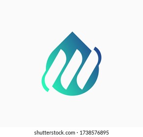 Abstract M letter logo ecology in drop shape. Vector design template element for your eco friendly or organic label.