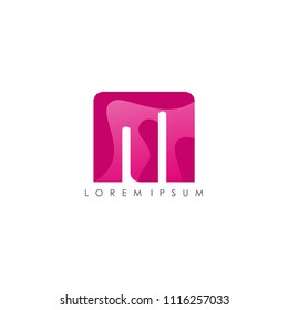 Abstract M Letter Magenta Color Design Logo