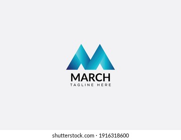 Abstract M letter March initial modern logo design