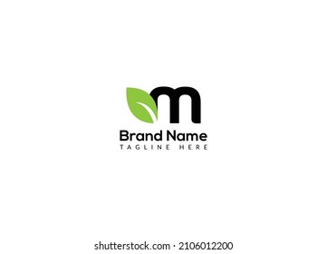 Abstract m letter modern initial lettermarks leaf logo design