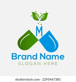 Abstract M letter modern initial medical logo design and medicine sign