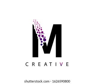 Abstract M Letter , Molecules M technology logo design.