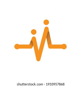 Abstract M letter shape pulse on the white background. Vector illustration EPS.8 EPS.10