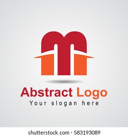 abstract M logo with color red orange elegant eps.10