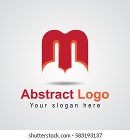 abstract M logo with color red orange elegant eps.10