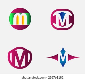 Abstract M round logo design template. Vector creative symbol 