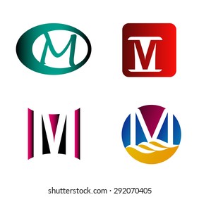 Abstract M round logo design template. Vector creative symbol
