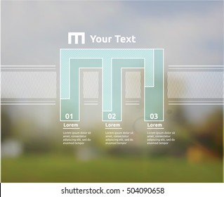 Abstract M Shape Sign for Your Minimal Infocharts Layout Element on a Photo background