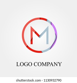abstract M vector logo, sign, or symbol concept for startup company