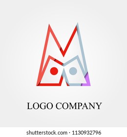 abstract M vector logo, sign, or symbol concept for startup company