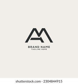 Abstract MA AM letter logo design. Flat vector logo design template element.