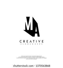 abstract MA logo letter in shadow shape design concept