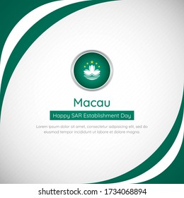 Resumen del fondo de la bandera de Macao. Elegante y feliz Día del Establecimiento SAR de la ilustración vectorial de Macao.