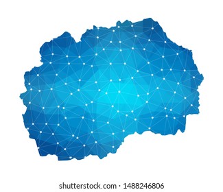 Abstract Macedonia Map geometric rumpled triangular low poly style gradient graphic on white background , line dots polygonal design for your . Vector illustration eps 10
