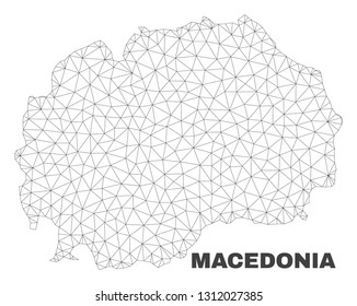 Abstract Macedonia map isolated on a white background. Triangular mesh model in black color of Macedonia map. Polygonal geographic scheme designed for political illustrations.