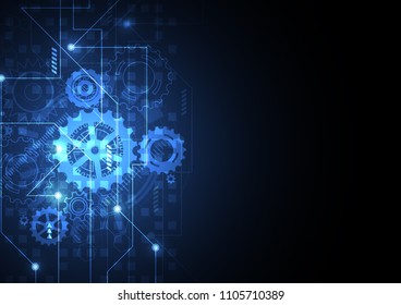 Abstract machine background with technology circuit board texture. Electronic motherboard illustration. Communication and engineering concept. Vector illustration