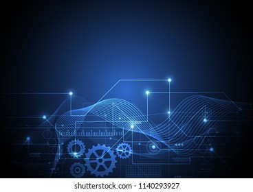 Abstract machine background with technology circuit board texture. Electronic motherboard illustration. Communication and engineering concept. Vector illustration