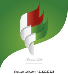 Abstract Madagascar 3D wavy flag white red green modern ribbon strip logo icon abstract background vector