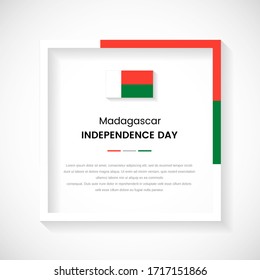 Abstract Madagascar flag square frame stock illustration. Classic country frame with text for Independence day of Madagascar