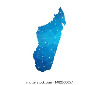 Abstract Madagascar Map geometric rumpled triangular low poly style gradient graphic on white background , line dots polygonal design for your . Vector illustration eps 10