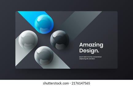 Abstract magazine cover design vector layout. Multicolored 3D spheres website screen template.